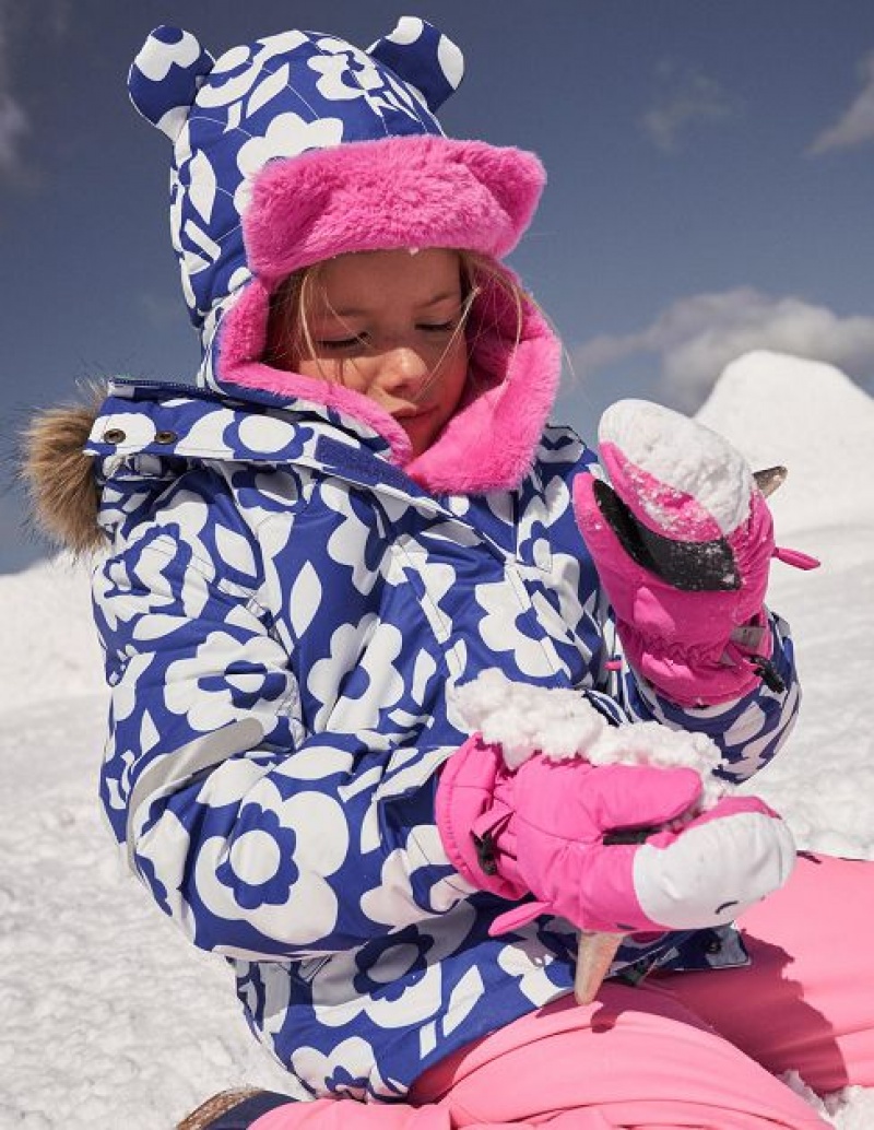 White / Blue Kids' Boden All-weather Waterproof Jackets | 32619IRXG