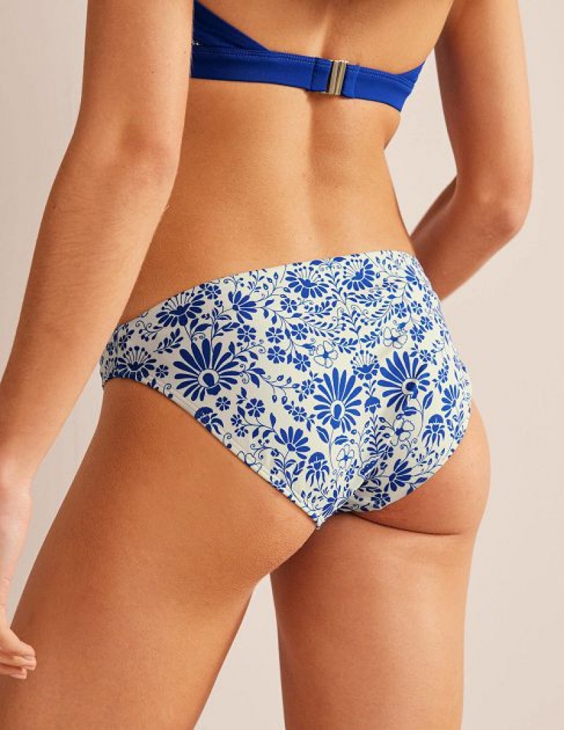 White / Blue Women's Boden Classic Bikini Bottoms | 26487XHJQ