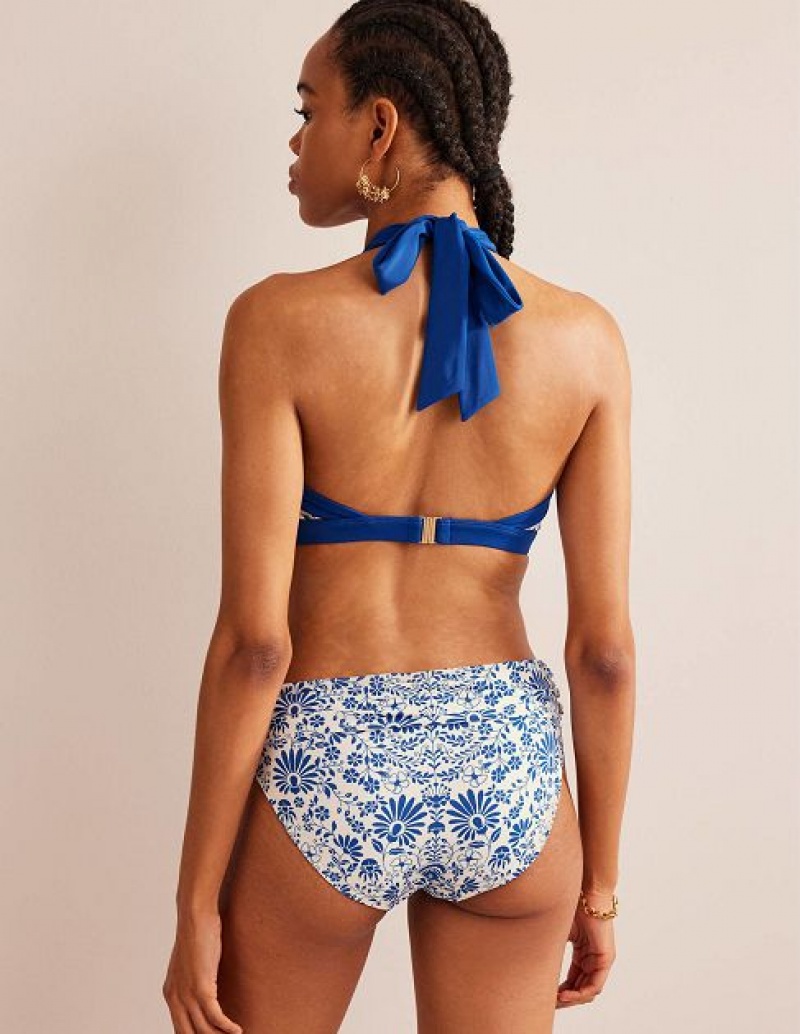 White / Blue Women's Boden Ithaca Halter Bikini Tops | 32756RLYZ