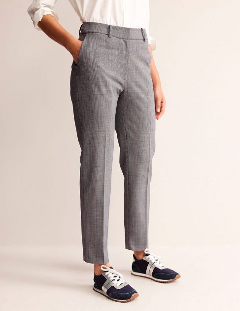 White / Grey Blue Women's Boden Kew Wool-twill Pants | 23891FJHT