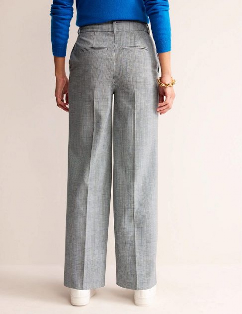 White / Grey Blue Women's Boden Westbourne Wool-twill Pants | 76108PGDV