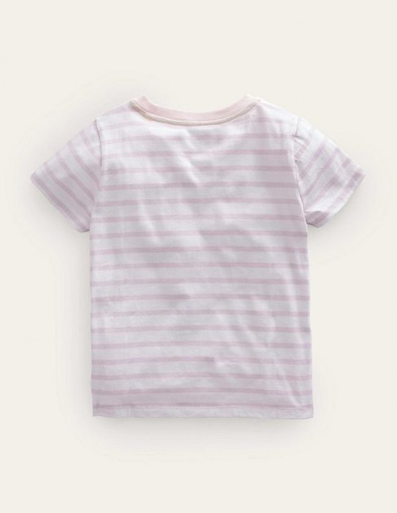 White / Pink Kids' Boden Flutter T-Shirt | 05394IROK