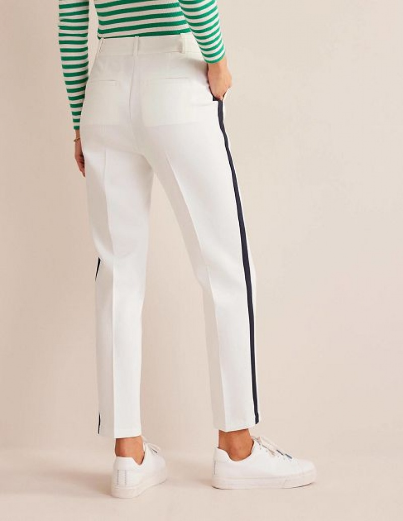 White / Stripes Women's Boden Kew Side Stripe Pants | 32094DRPA