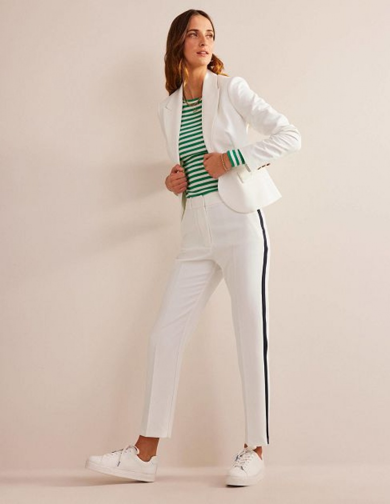 White / Stripes Women\'s Boden Kew Side Stripe Pants | 32094DRPA