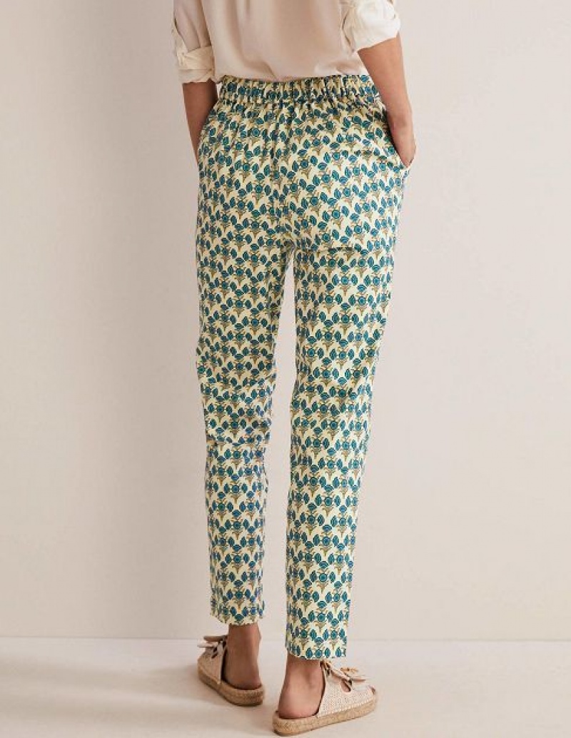 Yellow / Blue Women's Boden Danby Pull On Pants | 51248PXNY