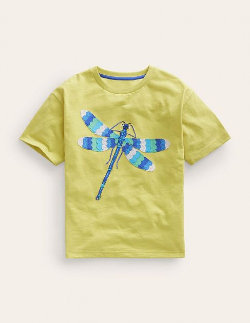 yellow Kids' Boden Dragonfly-appliqué T-Shirt | 10523AOKB