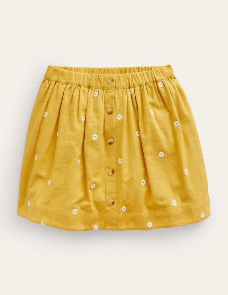 yellow Kids\' Boden Embroidered Twirly Skirts | 90163PZFX