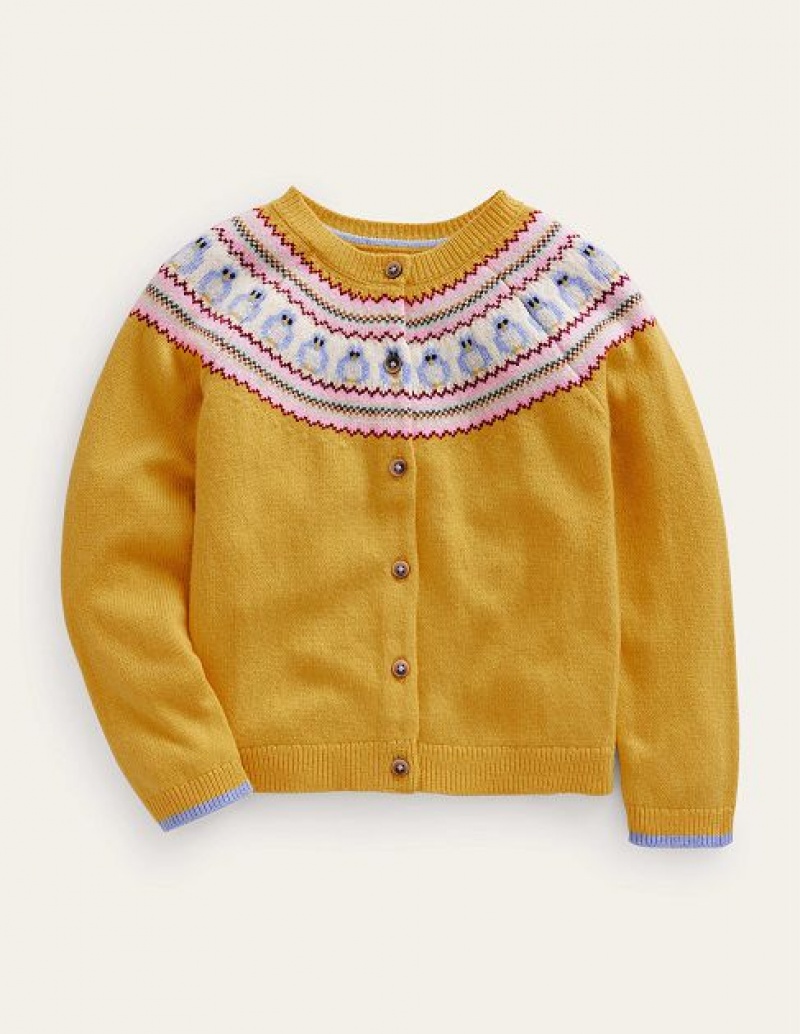 yellow Kids' Boden Fun Fair Isle Cardigan | 69801OXDG