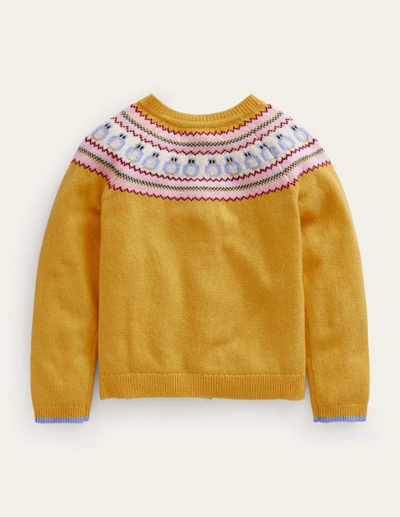 yellow Kids' Boden Fun Fair Isle Cardigan | 69801OXDG