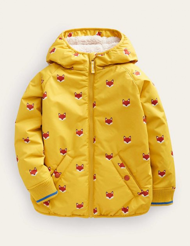 yellow Kids' Boden Sherpa Lined Anorak Jackets | 59862SYLO