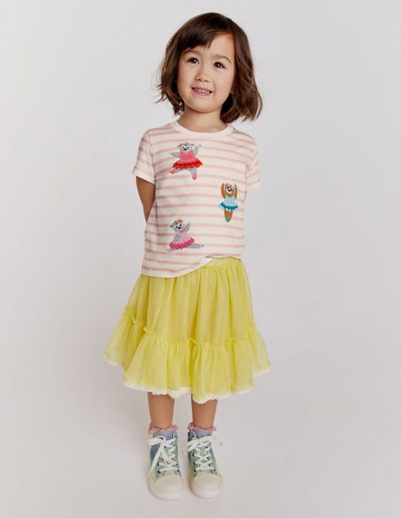 yellow Kids\' Boden Tiered Tulle Skirts | 25740PXQH