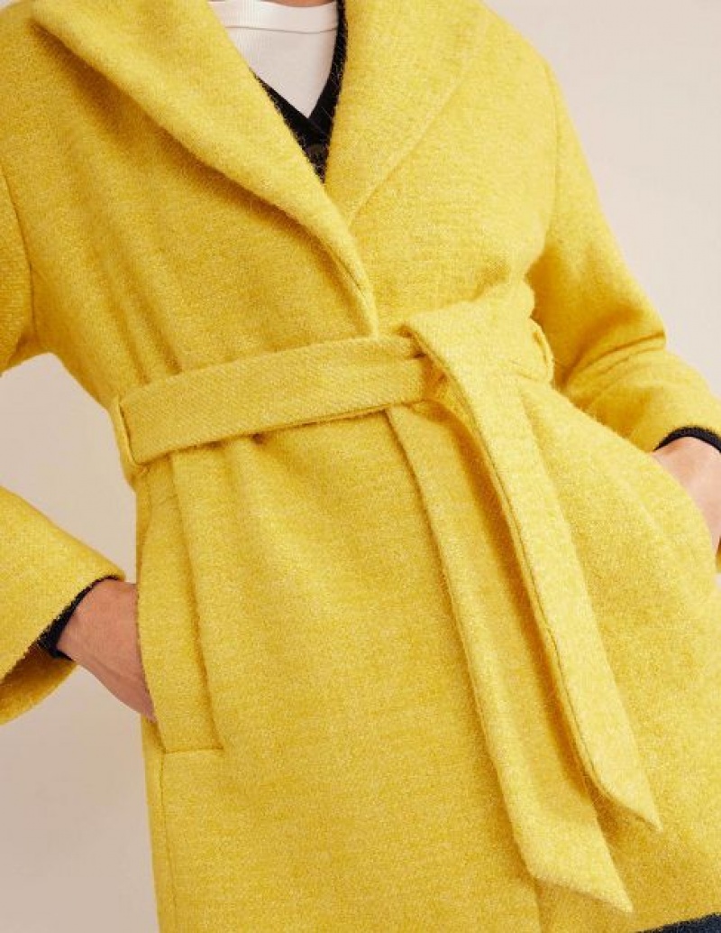 yellow Women's Boden Brushed Wool Blend Belted Coats | 27809UKSX