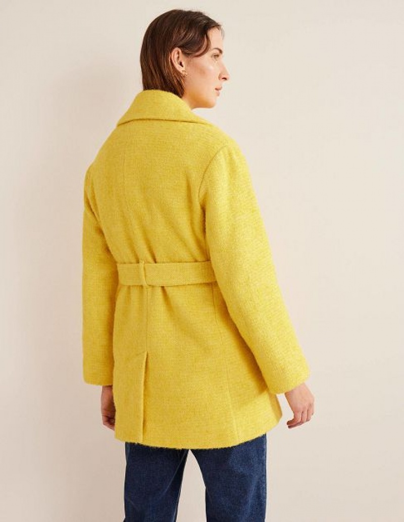 yellow Women's Boden Brushed Wool Blend Belted Coats | 27809UKSX