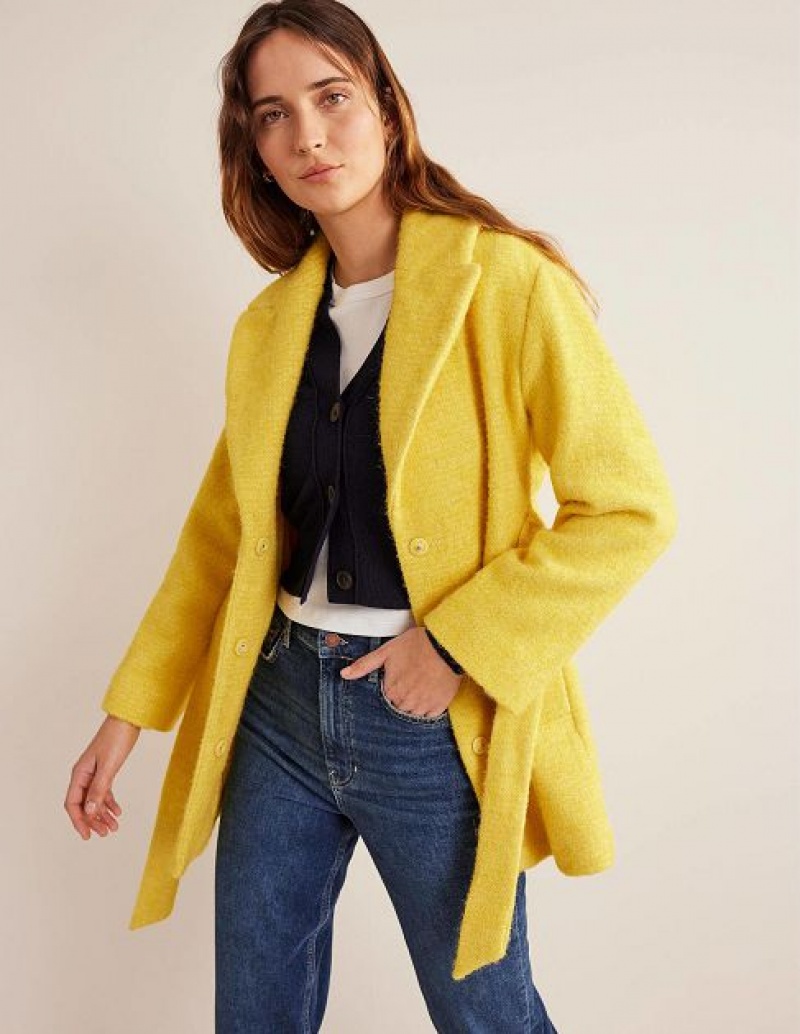 yellow Women's Boden Brushed Wool Blend Belted Coats | 27809UKSX