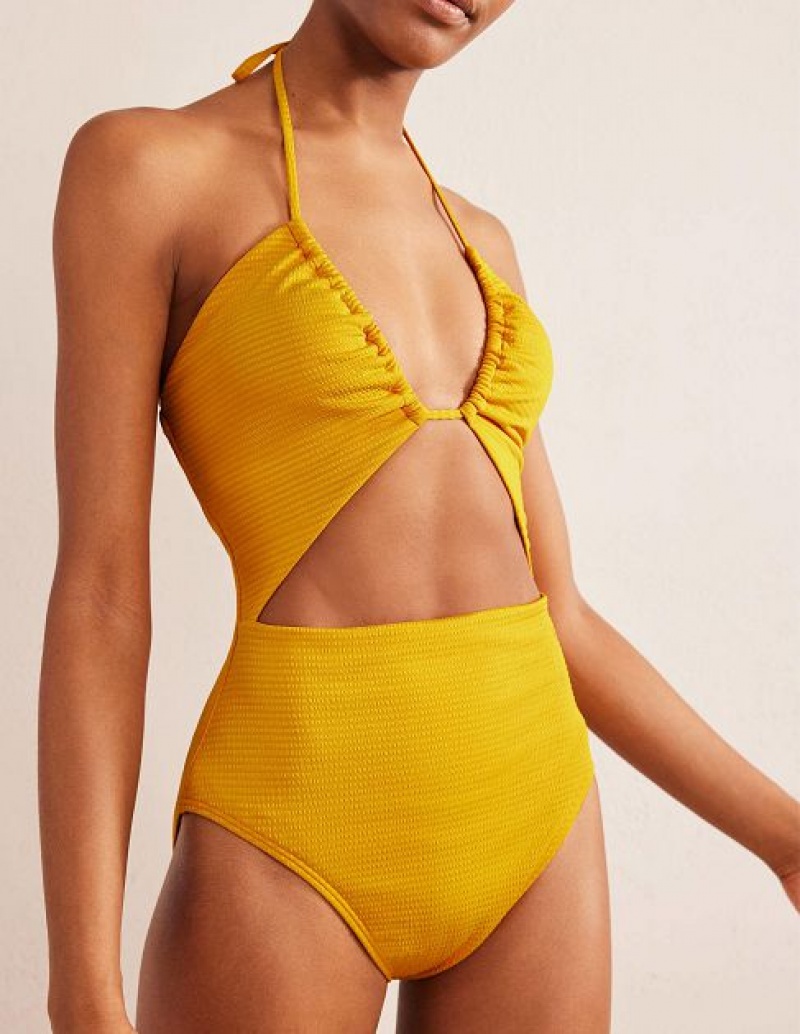 yellow Women's Boden Cut-out Detail String Swimsuits | 27368FLPQ