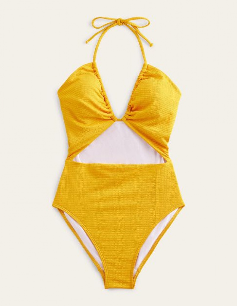 yellow Women's Boden Cut-out Detail String Swimsuits | 27368FLPQ