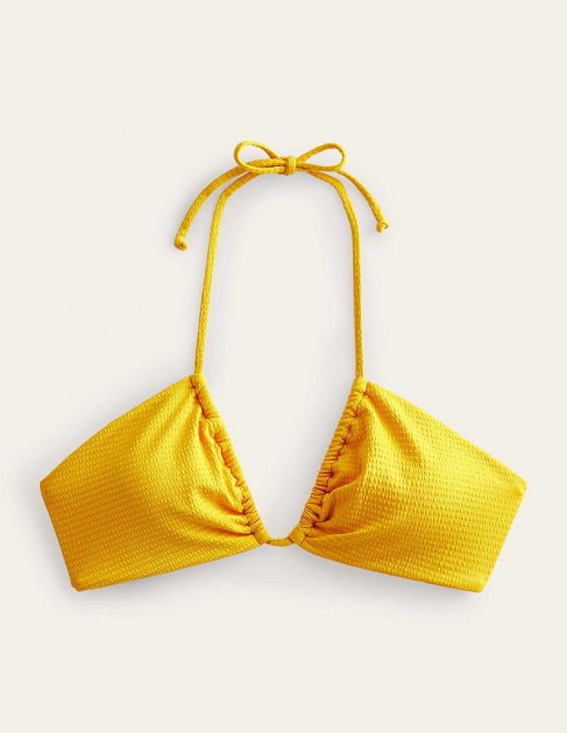 yellow Women's Boden Cutout String Gather Bikini Tops | 09267LCPI