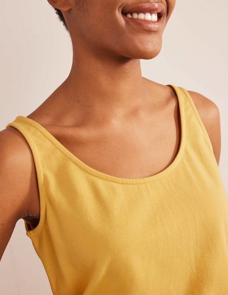 yellow Women's Boden Open Back Tanks | 95380LEVY