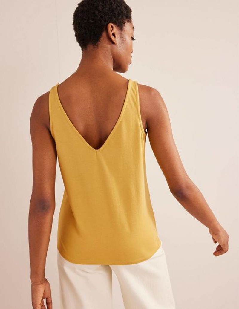 yellow Women's Boden Open Back Tanks | 95380LEVY