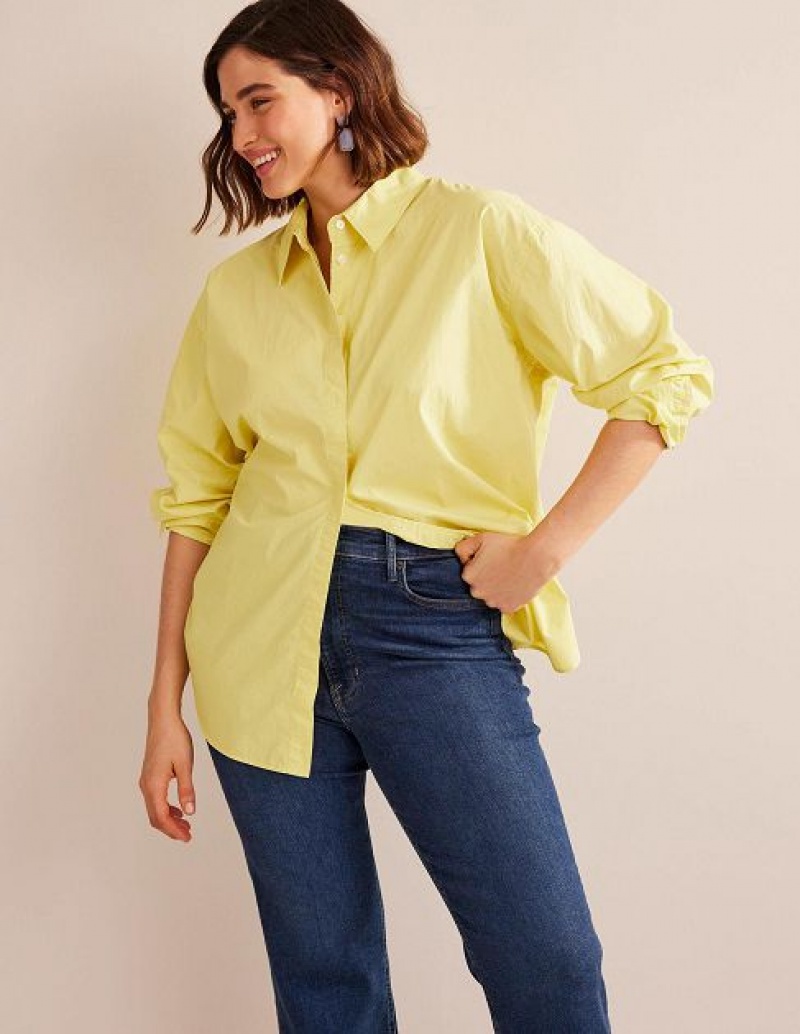 yellow Women's Boden Oversized Cotton Shirts | 70861HGYO