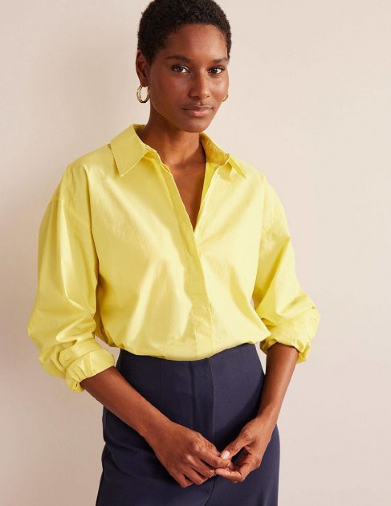 yellow Women's Boden Oversized Cotton Shirts | 70861HGYO