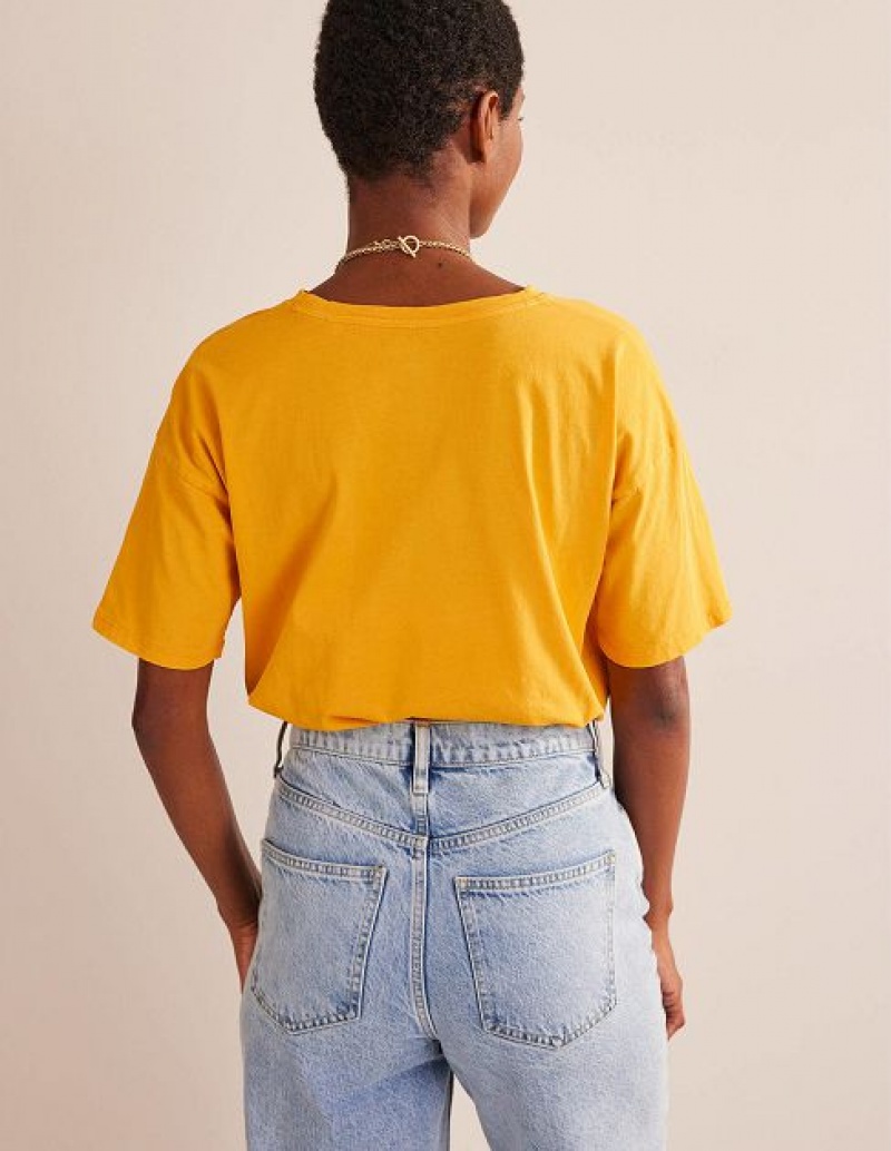 yellow Women's Boden Oversized Washed T-Shirt | 12043QPNB