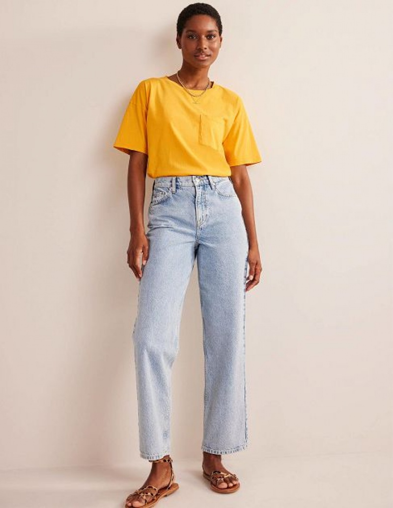 yellow Women's Boden Oversized Washed T-Shirt | 12043QPNB