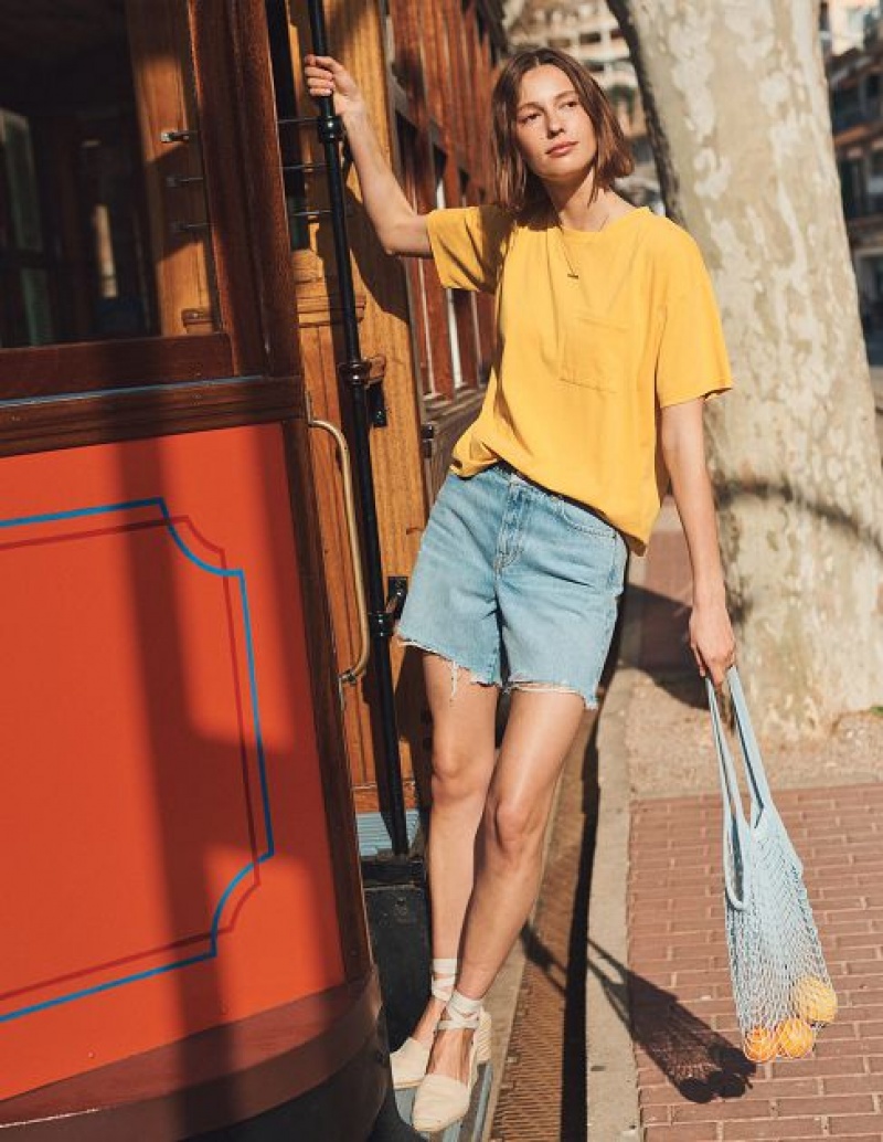 yellow Women's Boden Oversized Washed T-Shirt | 12043QPNB