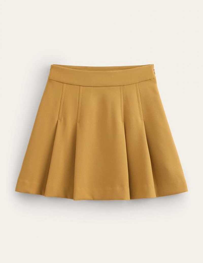 yellow Women's Boden Pleated Crepe Skirts | 79843OPLA