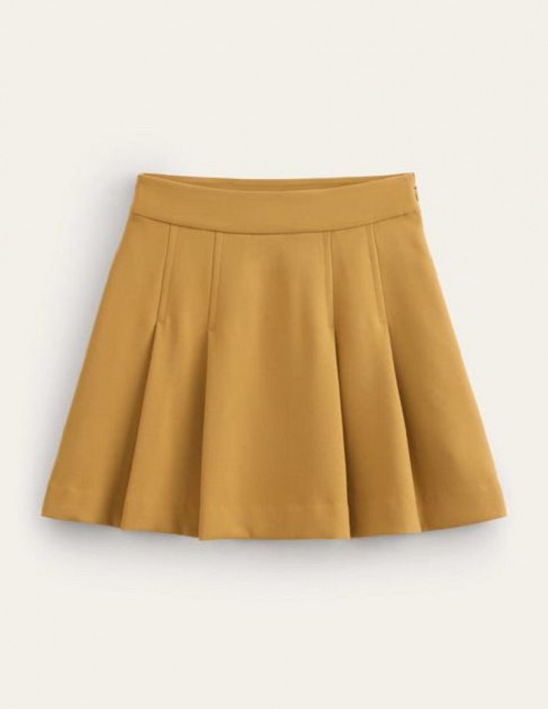 yellow Women's Boden Pleated Crepe Skirts | 79843OPLA